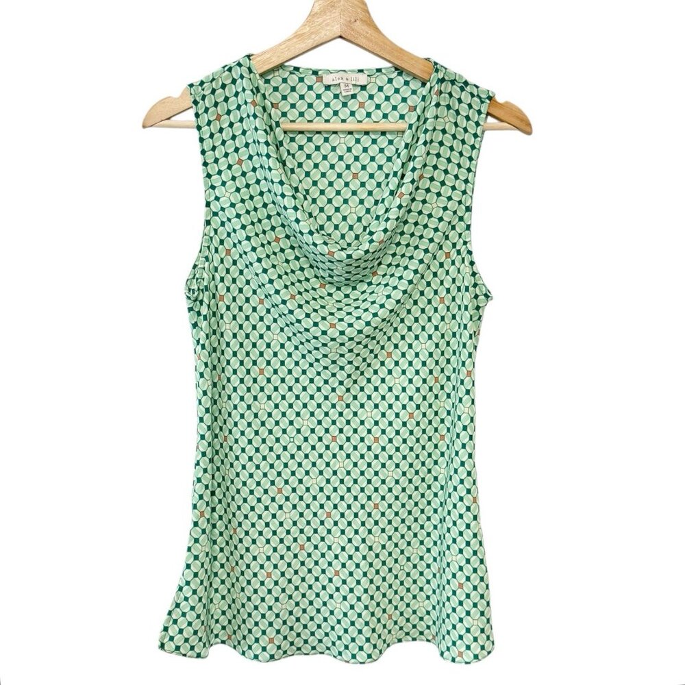Alex & Lili‎ Mint Green Print Cowl Neck Sleeveless Blouse Tank Top Lightweight